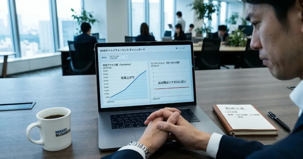 アクセス数は増加しているのに問い合わせ数がゼロのままの解析ダッシュボード