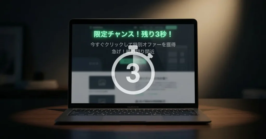 ホームページの最初の3秒で直帰率が決まることを表すイメージ