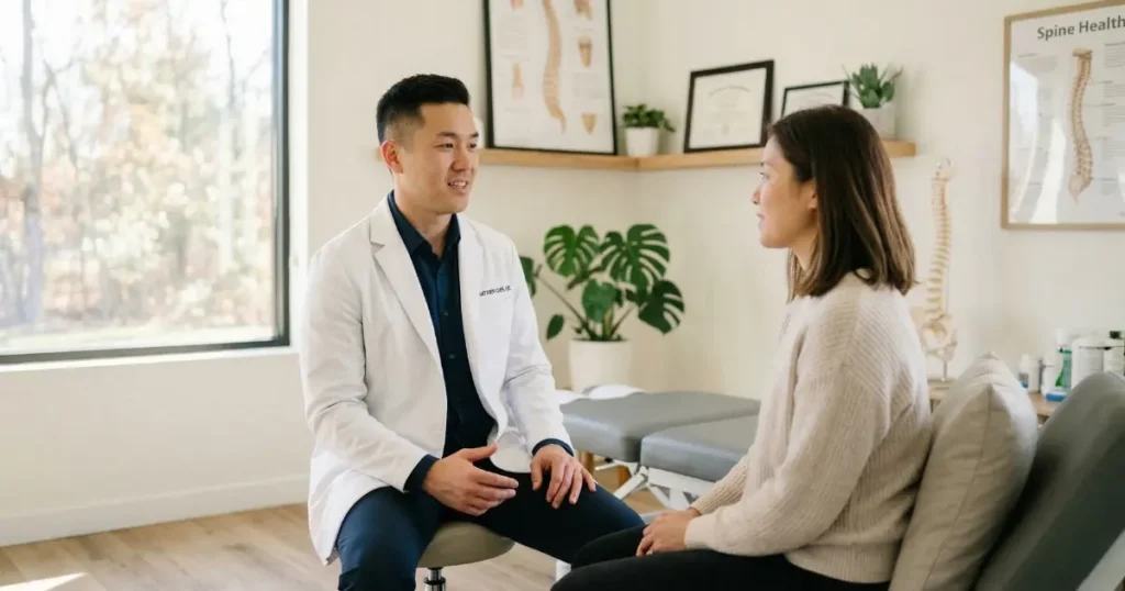 患者さんと自然に会話する整体院の院長のイメージ
