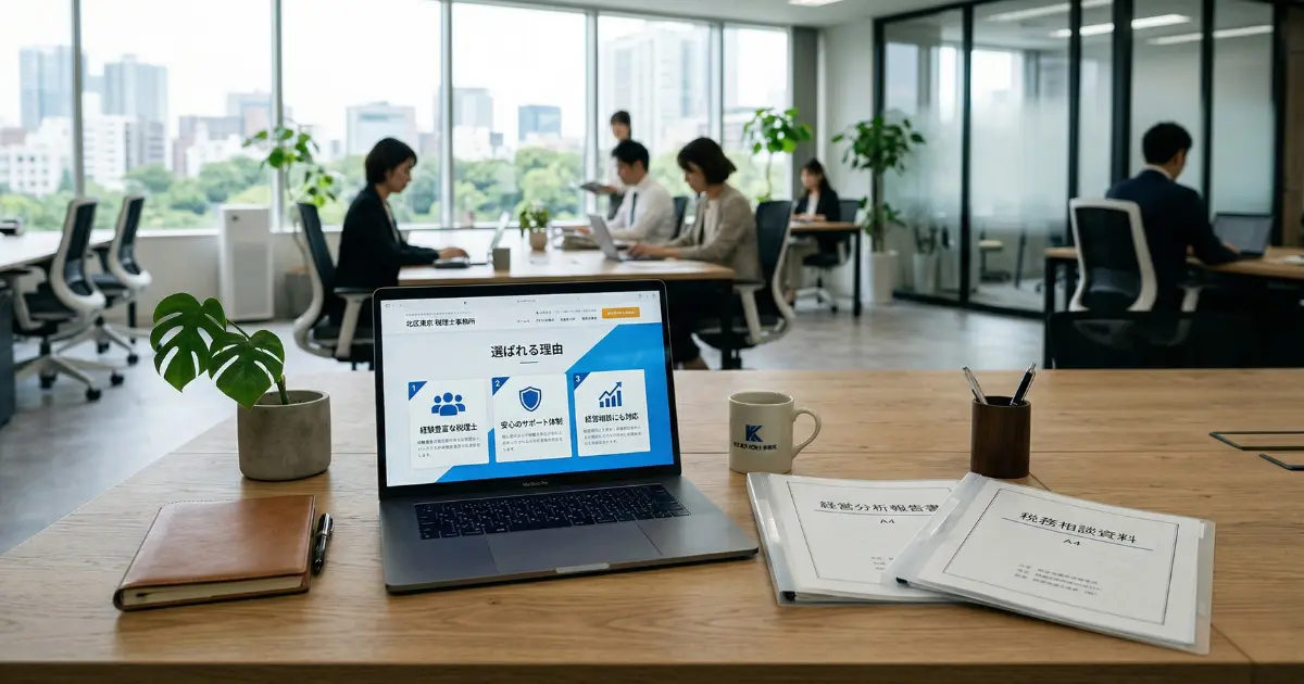 税理士事務所のホームページに表示された選ばれる理由のセクション